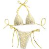 imageMakeMeChic Womens Two Piece Bikini Sets Floral Print Triangle Tie Side Halter Bathing Suits BeachwearYellow