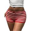 imageMakeMeChic Womens Y2k Striped Crochet Micro Mini Shorts Low Waist Knit Lounge Shorts LoungewearRed and White