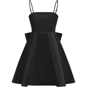 imageMakeMeChic Girls Bow Knot Sleeveless Cami Dress Elegant A Line Flared Short DressBlack