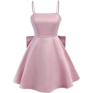 imageMakeMeChic Girls Bow Knot Sleeveless Cami Dress Elegant A Line Flared Short DressDusty Pink