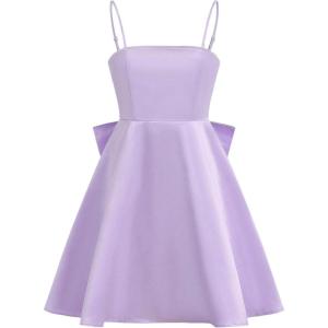 imageMakeMeChic Girls Bow Knot Sleeveless Cami Dress Elegant A Line Flared Short DressPurple