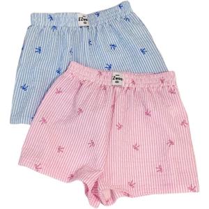 imageMakeMeChic Womens 2 Pack Linen Shorts Summer Beach Pajama Boxer ShortsBlue Pink