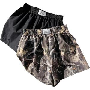 imageMakeMeChic Womens 2 Pack Linen Shorts Summer Beach Pajama Boxer ShortsCamo Black