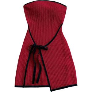 imageMakeMeChic Womens Knitted Strapless Dress Wrap Tie Front Sleeveless Bodycon Mini Tube DressesDark Red