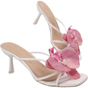 imageMakeMeChic Womens Open Toe Floral Kitten Heels Flower Summer Beach SandalsHot Pink