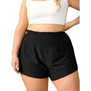 imageMakeMeChic Womens Plus Size Swim Shorts Ruffle High Waist Swimsuit Shorts Tankini BottomBlack