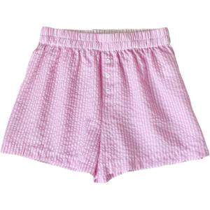 imageMakeMeChic Womens Striped Elastic Waist Shorts Button Front Summer ShortsStriped Pink