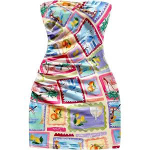 imageMakeMeChic Womens Summer Floral Tube Top Mini Dresses Blue and White Ruched Strapless SundressMulticolor F