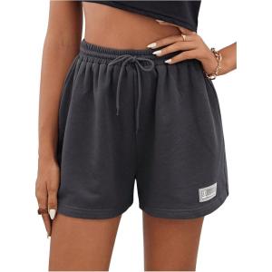 imageMakeMeChic Womens Sweat Shorts Summer Casual Camo Boxer Workout ShortsDark Grey Solid