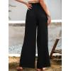 imageMakeMeChic Womens Casual Palazzo Pants Loose High Elastic Waisted Wide Leg Lounge Trousers Pants with PocketsPlain Black
