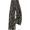 imageMakeMeChic Womens Graphic Print Tie Front Elastic Waist Straight Leg Pants TrousersBlack and Beige