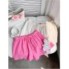 imageMakeMeChic Womens 2 Pack Linen Shorts Summer Beach Pajama Boxer ShortsPink Apricot