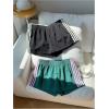 imageMakeMeChic Womens 2 Pack Linen Shorts Summer Beach Pajama Boxer ShortsStriped Green Black