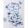 imageMakeMeChic Womens 2 Piece Pajama Set Graphic Short Sleeve Button Down Shirt and Shorts Set SleepwearBlue Whale Patterned