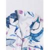 imageMakeMeChic Womens 2 Piece Pajama Set Graphic Short Sleeve Button Down Shirt and Shorts Set SleepwearBlue Whale Patterned