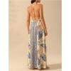 imageMakeMeChic Womens Boho Print Halter Dress Deep V Neck Open Back Summer Maxi DressesMulticolor