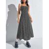 imageMakeMeChic Womens Ditsy Floral Print High Waist Maxi Cami Dress Sleeveless Flared Hem Long DressesBlack and White