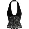 imageMakeMeChic Womens Halter Tops Mesh Lace Sexy Cute Summer Crop Tank TopSolid Black