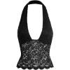 imageMakeMeChic Womens Halter Tops Mesh Lace Sexy Cute Summer Crop Tank TopSolid Black