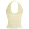 imageMakeMeChic Womens Halter Tops Mesh Lace Sexy Cute Summer Crop Tank TopYellow