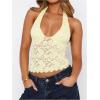 imageMakeMeChic Womens Halter Tops Mesh Lace Sexy Cute Summer Crop Tank TopYellow