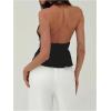 imageMakeMeChic Womens Metal Halter Tops Open Back Ruffle Hem Sleeveless Tank ClubwearBrown