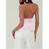 imageMakeMeChic Womens Metal Halter Tops Open Back Ruffle Hem Sleeveless Tank ClubwearPink