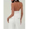 imageMakeMeChic Womens Metal Halter Tops Open Back Ruffle Hem Sleeveless Tank ClubwearWhite