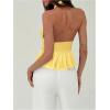 imageMakeMeChic Womens Metal Halter Tops Open Back Ruffle Hem Sleeveless Tank ClubwearYellow B