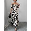 imageMakeMeChic Womens Off The Shoulder Maxi Dress Cut Out Backless Ruffle Short Sleeve Shirred Summer DressesMulticolor
