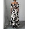 imageMakeMeChic Womens Off The Shoulder Maxi Dress Cut Out Backless Ruffle Short Sleeve Shirred Summer DressesMulticolor