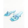 imageMakeMeChic Womens Open Toe Floral Kitten Heels Flower Summer Beach SandalsBlue