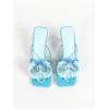 imageMakeMeChic Womens Open Toe Floral Kitten Heels Flower Summer Beach SandalsBlue