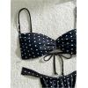 imageMakeMeChic Womens Polka Dots Bikini Set Tie Back Thong Summer Bathing Suit SwimsuitBlack