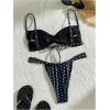 imageMakeMeChic Womens Polka Dots Bikini Set Tie Back Thong Summer Bathing Suit SwimsuitBlack
