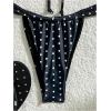 imageMakeMeChic Womens Polka Dots Bikini Set Tie Back Thong Summer Bathing Suit SwimsuitBlack