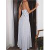 imageMakeMeChic Womens Polka Dots Halter Dress Tie Backless Summer Maxi DressesWhite