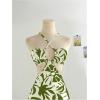 imageMakeMeChic Womens Printed Halter Dress Lace Up Backless Cut Out A Line Beach Maxi DressesGreen