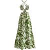 imageMakeMeChic Womens Printed Halter Dress Lace Up Backless Cut Out A Line Beach Maxi DressesGreen
