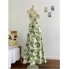 imageMakeMeChic Womens Printed Halter Dress Lace Up Backless Cut Out A Line Beach Maxi DressesGreen