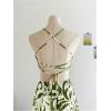 imageMakeMeChic Womens Printed Halter Dress Lace Up Backless Cut Out A Line Beach Maxi DressesGreen
