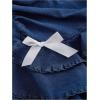 imageMakeMeChic Womens Ruched Bandeau Denim Mini Dress Bow Knot Ruffle Tiered DressesDark Wash
