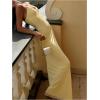 imageMakeMeChic Womens Ruched Spaghetti Strap Backless Slim Fitted Bodycon Maxi DressesYellow
