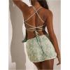 imageMakeMeChic Womens Sequin Sparkly Skirt Mini Micro Glitter Y2k Low Rise Summer SkirtFloral Green