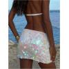 imageMakeMeChic Womens Sequin Sparkly Skirt Mini Micro Glitter Y2k Low Rise Summer SkirtSparkly Pink