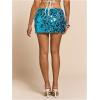 imageMakeMeChic Womens Sequin Sparkly Skirt Mini Micro Glitter Y2k Low Rise Summer SkirtTeal Blue