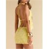 imageMakeMeChic Womens Sequin Sparkly Skirt Mini Micro Glitter Y2k Low Rise Summer SkirtYellow B
