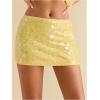 imageMakeMeChic Womens Sequin Sparkly Skirt Mini Micro Glitter Y2k Low Rise Summer SkirtYellow B