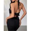 imageMakeMeChic Womens Sexy Halter Top Open Back Going Out Tops Cowl Neck Festival Rave TopBlack