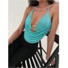 imageMakeMeChic Womens Sexy Halter Top Open Back Going Out Tops Cowl Neck Festival Rave TopBlue